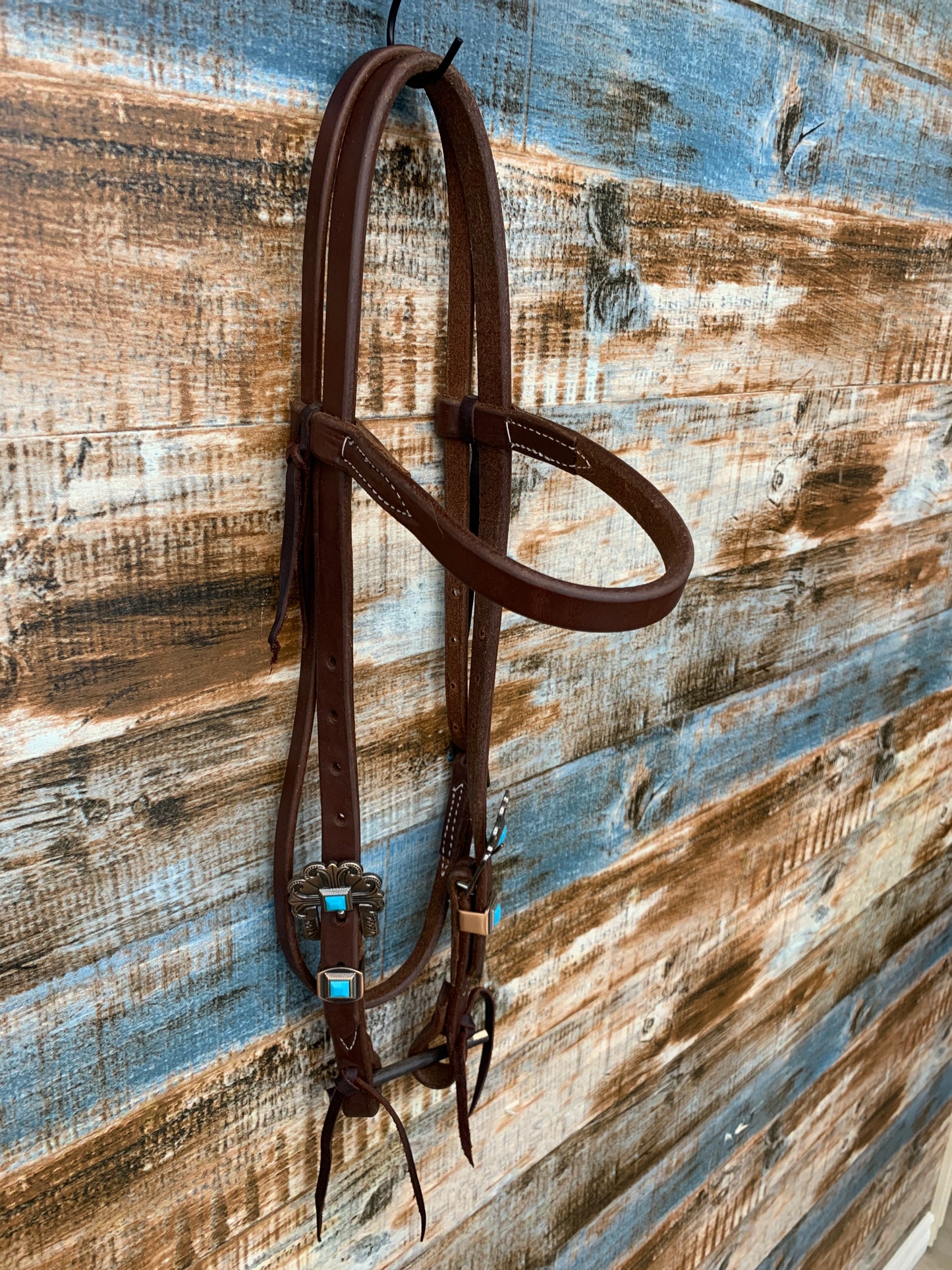 Dark Oil Browband W/ Turquoise Buckle