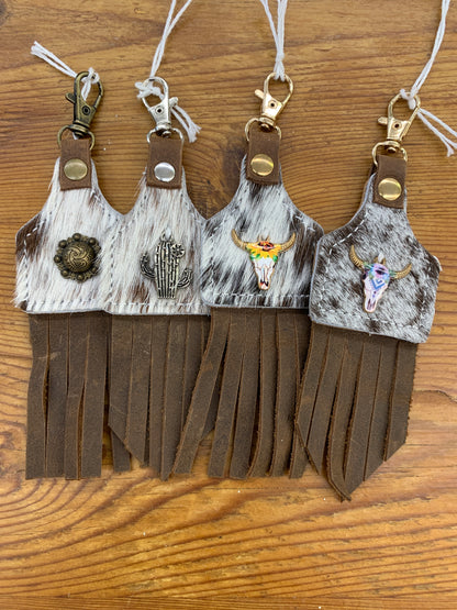 TC Hair on Hide Keychains W Charm
