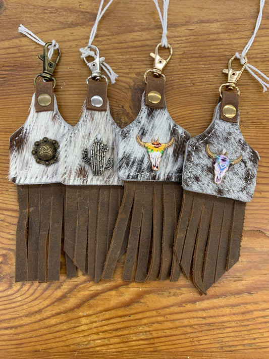 TC Hair on Hide Keychains W Charm