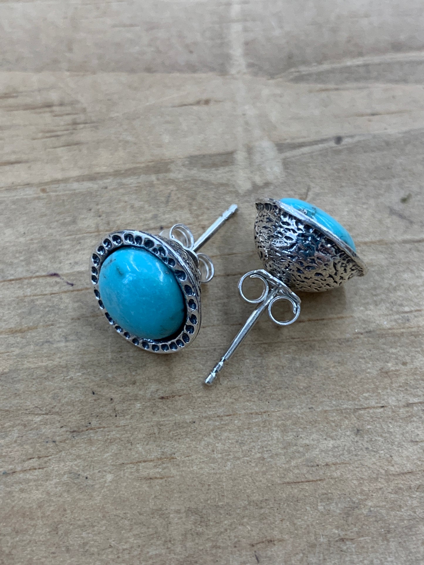 Oxidized Silver & Turquoise Stud Earrings