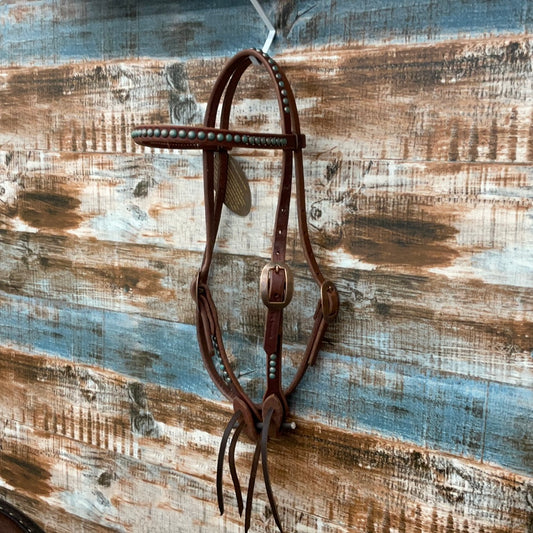 CPT Browband Headstall w Turquoise Fancy Dots