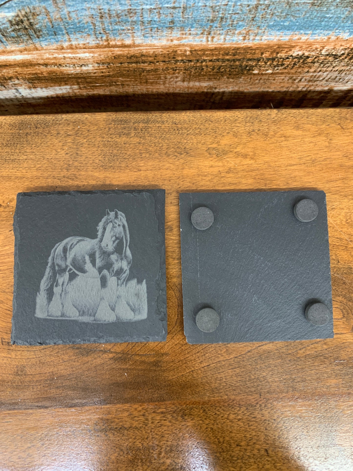Clydesdale Draft Horse Slate Drink Coaster Pair