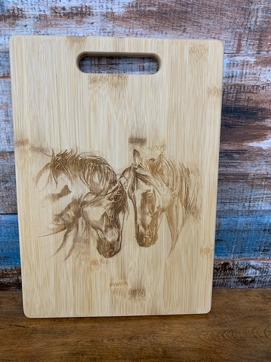Horse Friends Bamboo Cutting Board