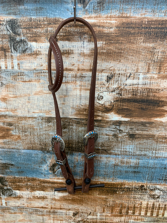 One-ear Quick Change Headstall w/ Turquoise