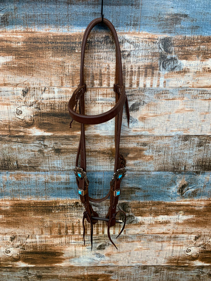 Dark Oil Browband W/ Turquoise Buckle