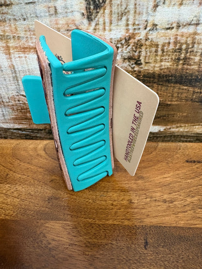 Turquoise Hair clip W/ Tooled Bit