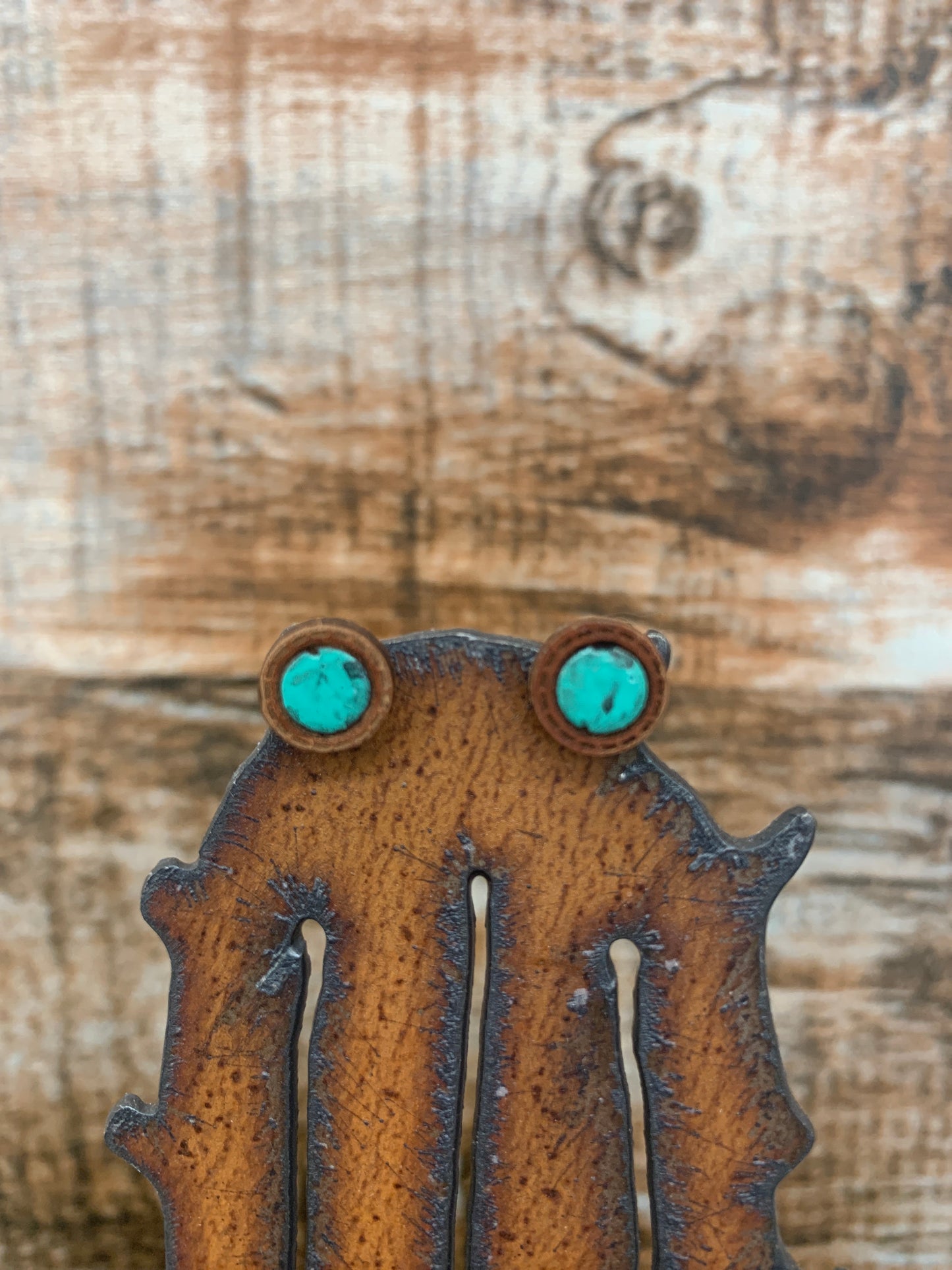 Turquoise-inspired Leather Post Earrings