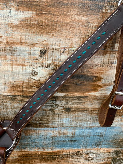 Chocolate with TurquoiseBuck Stitch Breast Collar