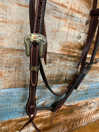 Rosewood Spider Tooled Browband Headstall