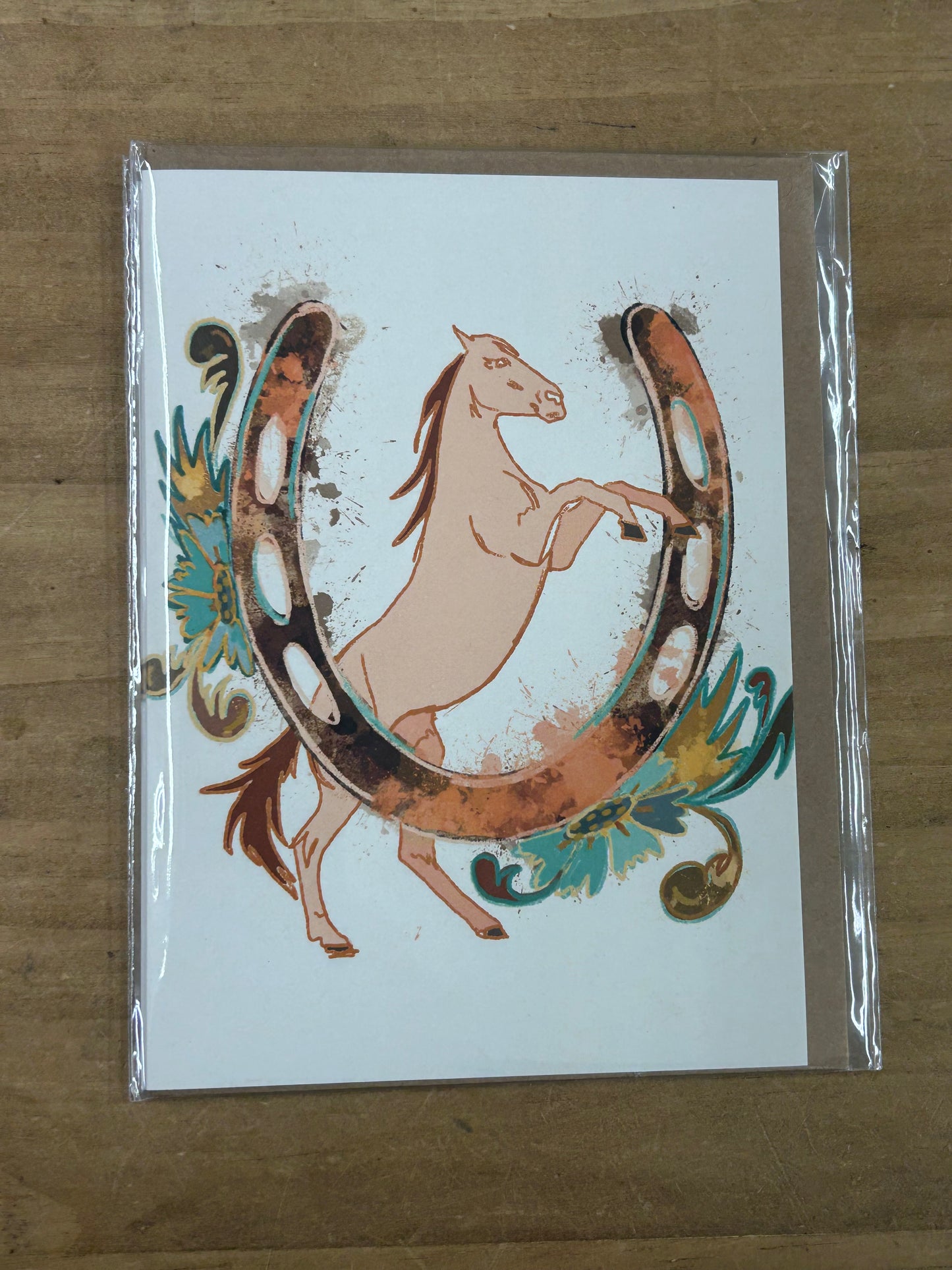 Horseshoe and Horse Card