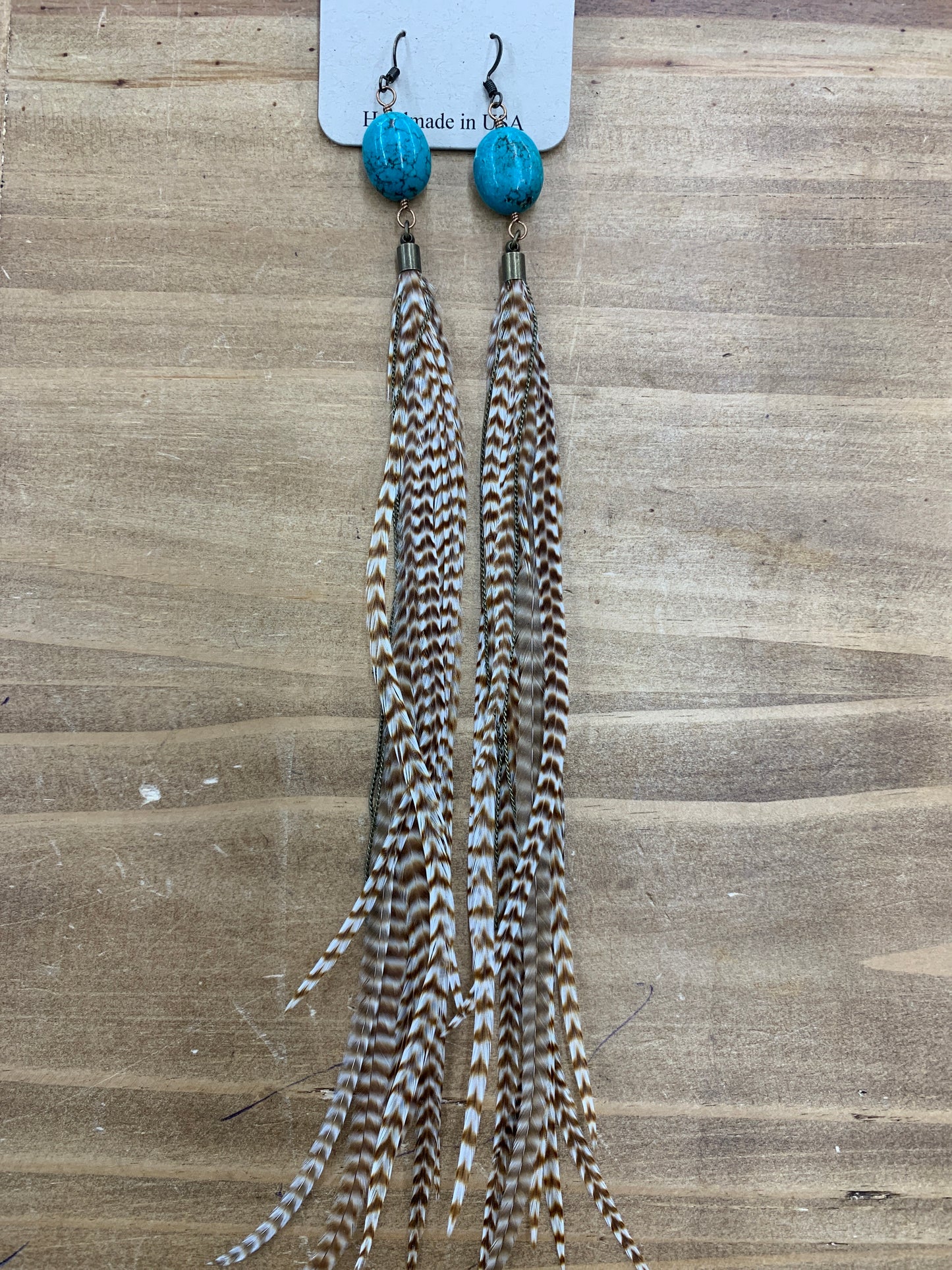 Turquoise & Feather Earrings