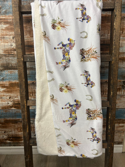 Wild Horses Floral Throw Blanket