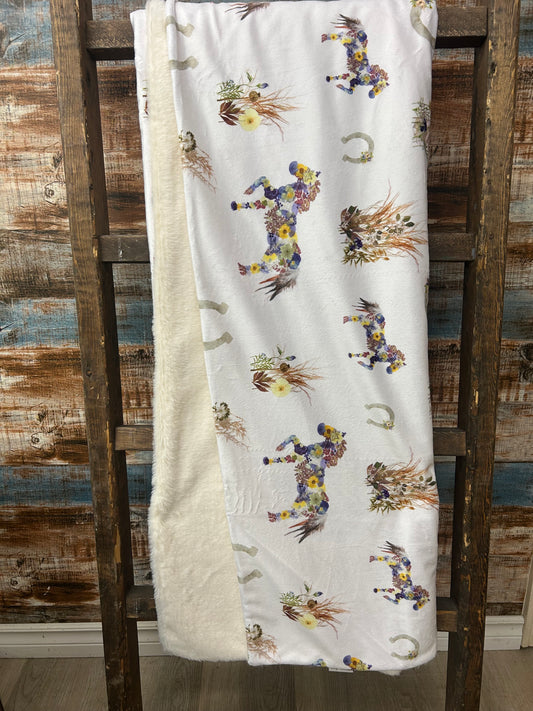 Wild Horses Floral Throw Blanket
