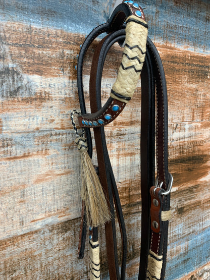 Used Rawhide Accent Headstall & Reins Set