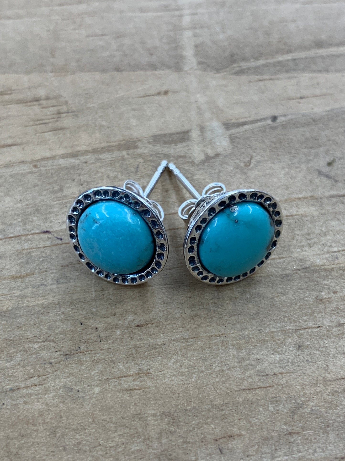 Oxidized Silver & Turquoise Stud Earrings