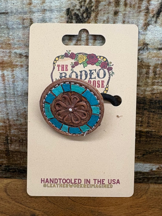 Daisy Turquoise Leather Hair Tie