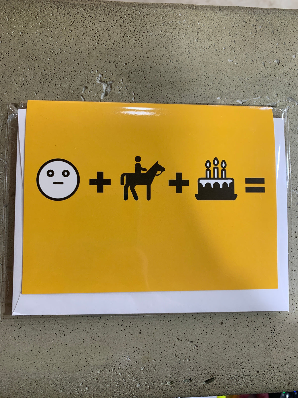 Birthday Card- Horse + Cake= Happy Birthday