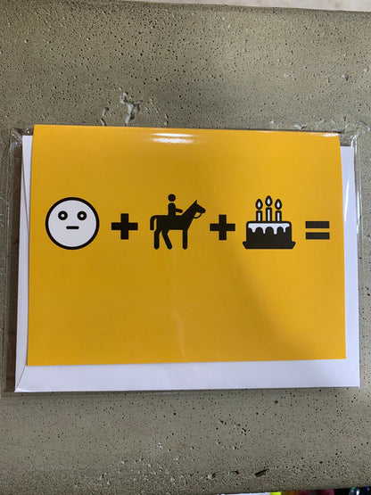 Birthday Card- Horse + Cake= Happy Birthday
