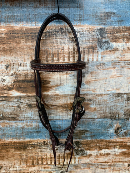 5/8”  Rosewood Spider Tooled Browband Headstall