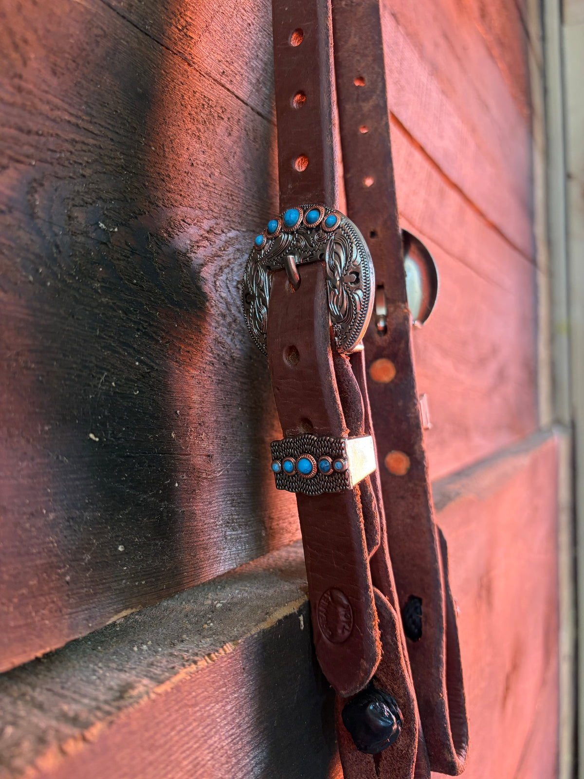 Cheaney Slide Ear Turquoise Dots Headstall
