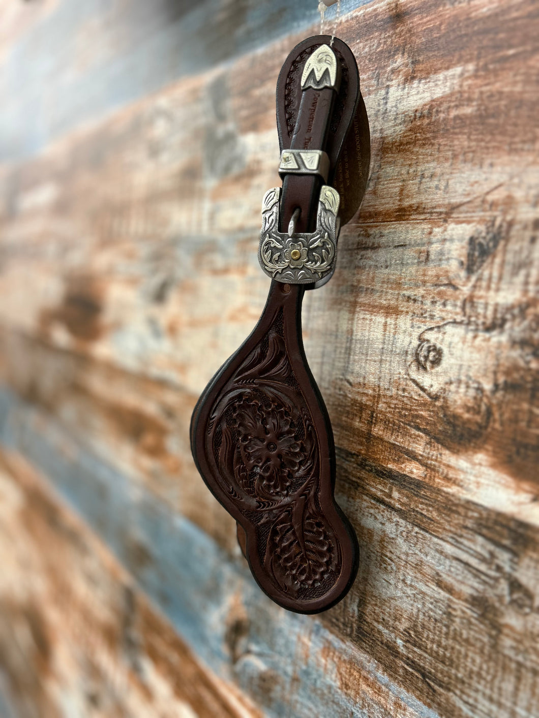 CPT Floral Tooled Spur Strap with Floral Buckle