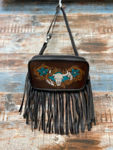 Load image into Gallery viewer, Floral Skull Bag with Fringe

