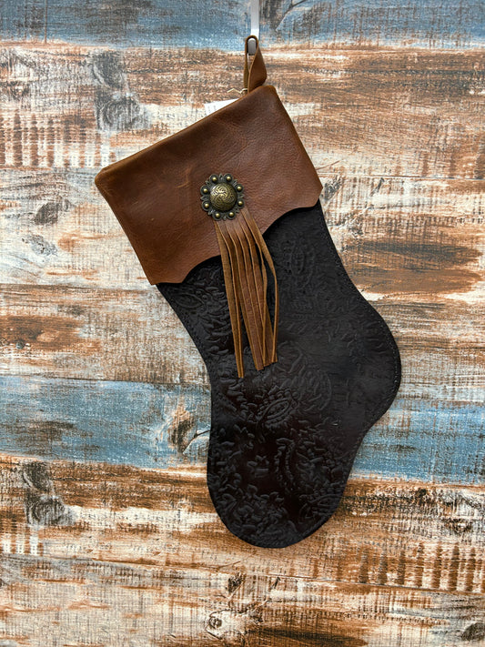 TC Large Stocking with Brown Fringe