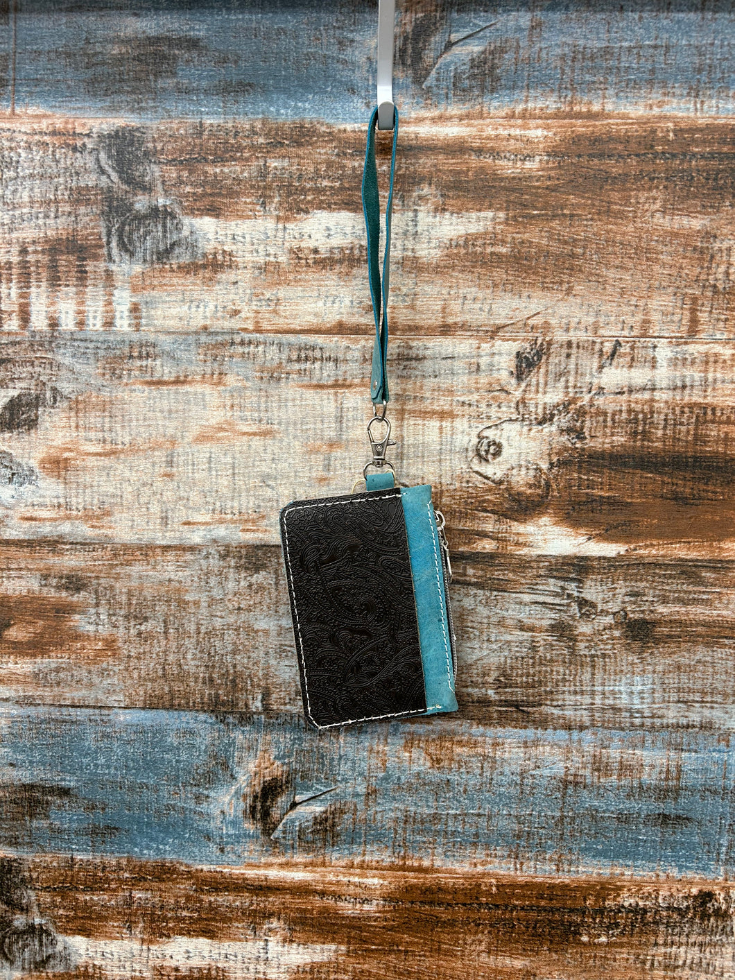 TC Wrist Wallet Teal and Brown