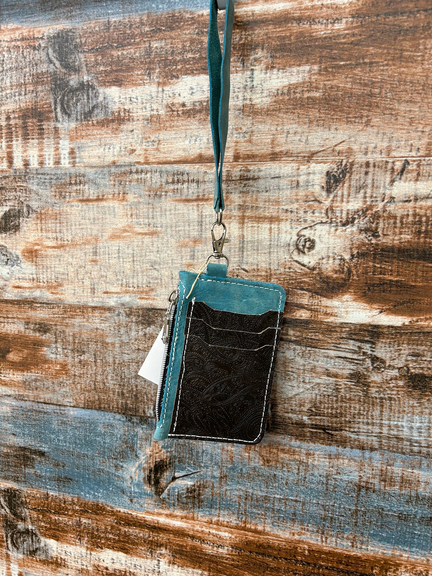 TC Wrist Wallet Teal and Brown