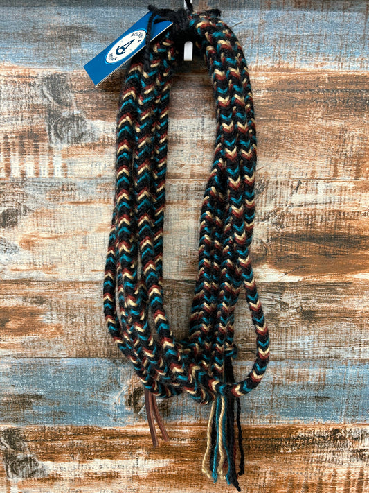 Mohair Mecate Reins- Teal/ Black