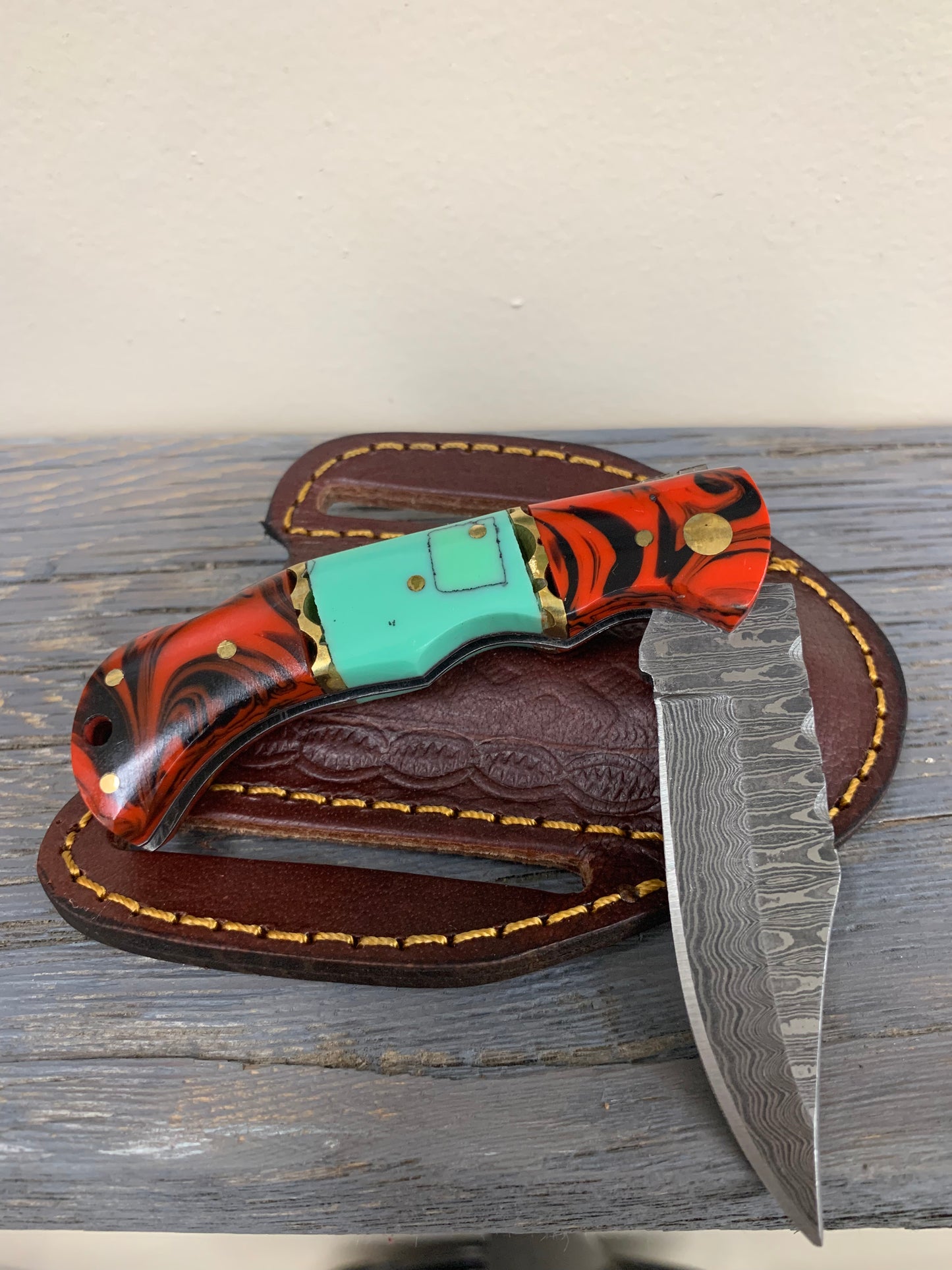 Titan Red & Blue Resin Pocket Knife