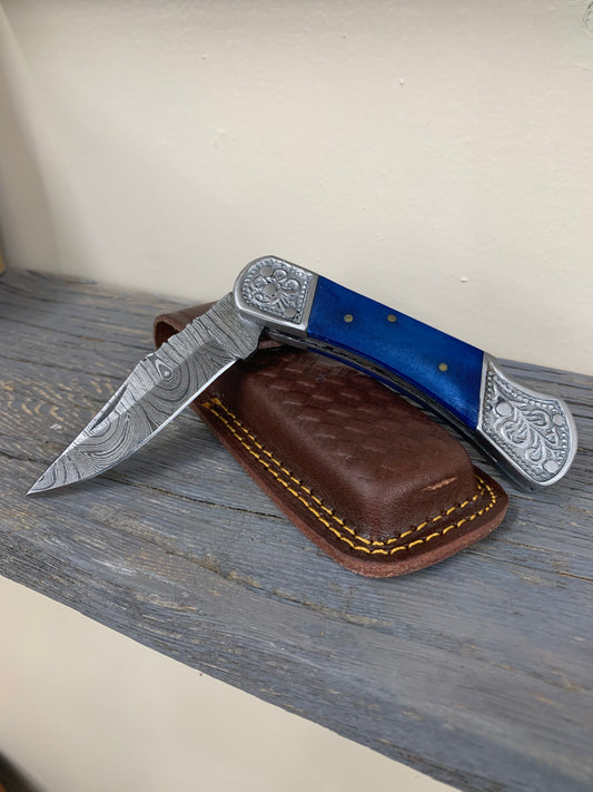 Titan Dyed Blue Bone Pocket Knife