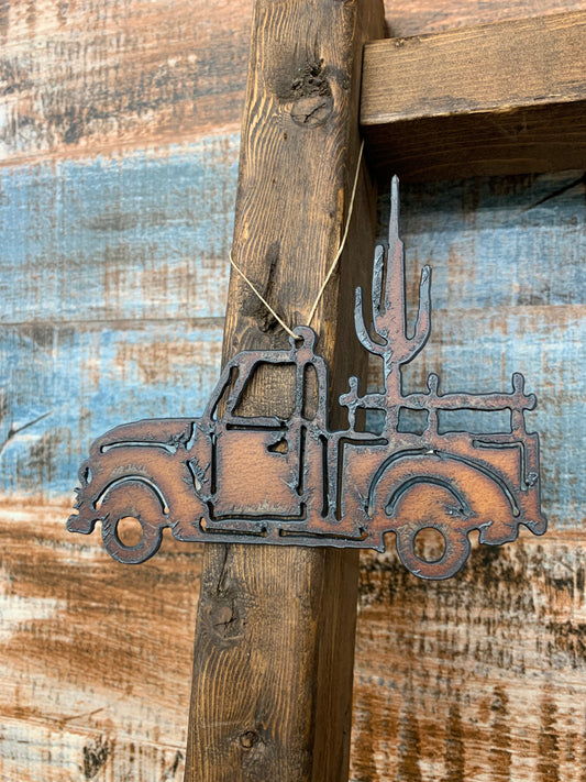 Farmhouse Truck With Cactus Ornament