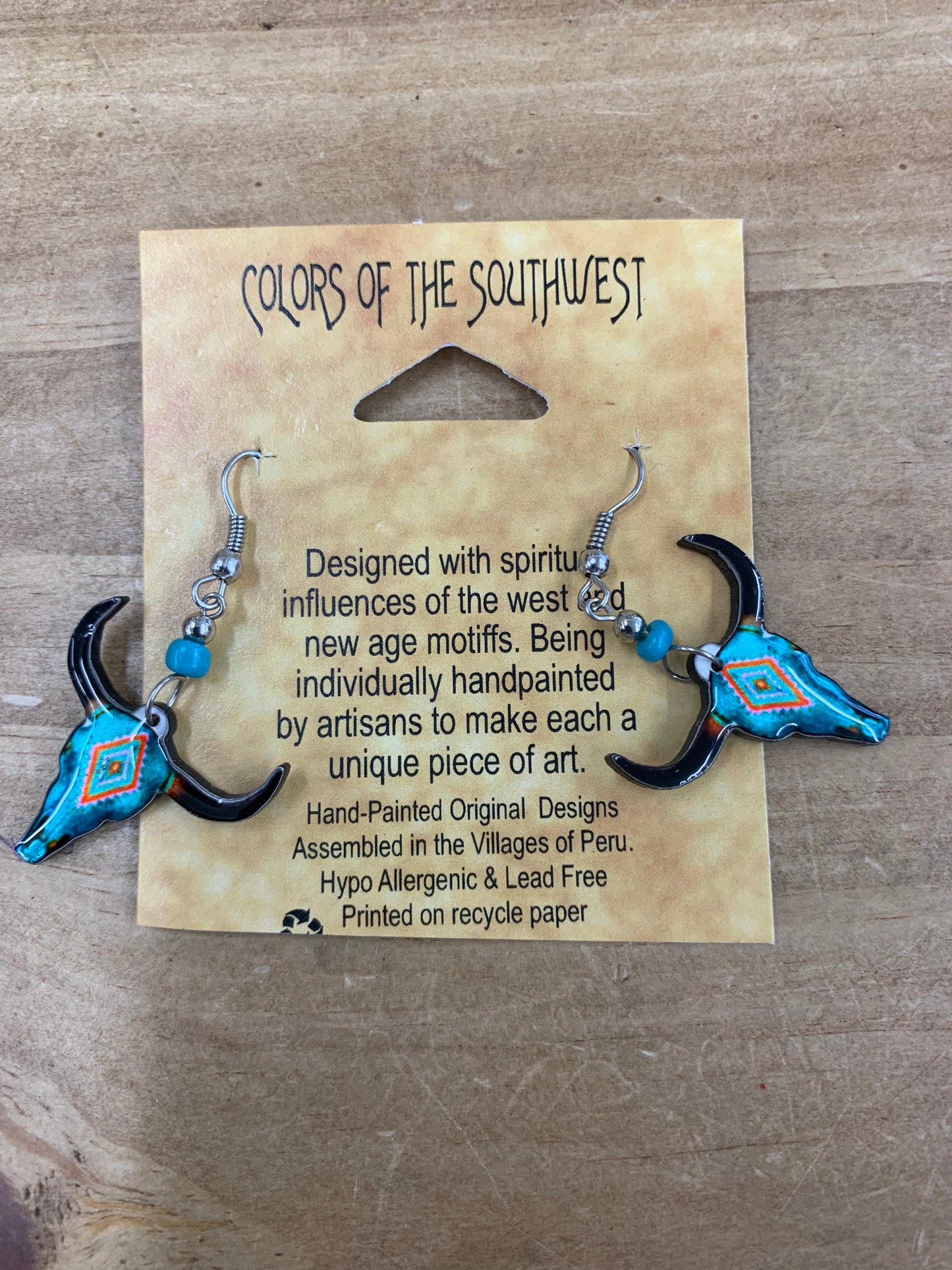 Turquoise Longhorn Aztec Earrings