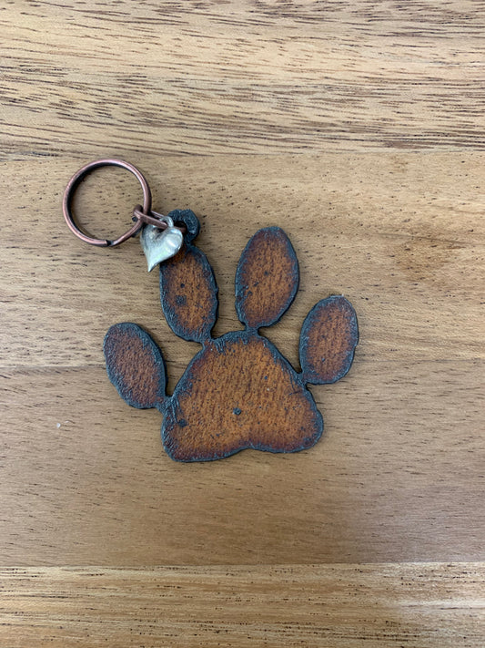 Metal Dog Paw Keychain