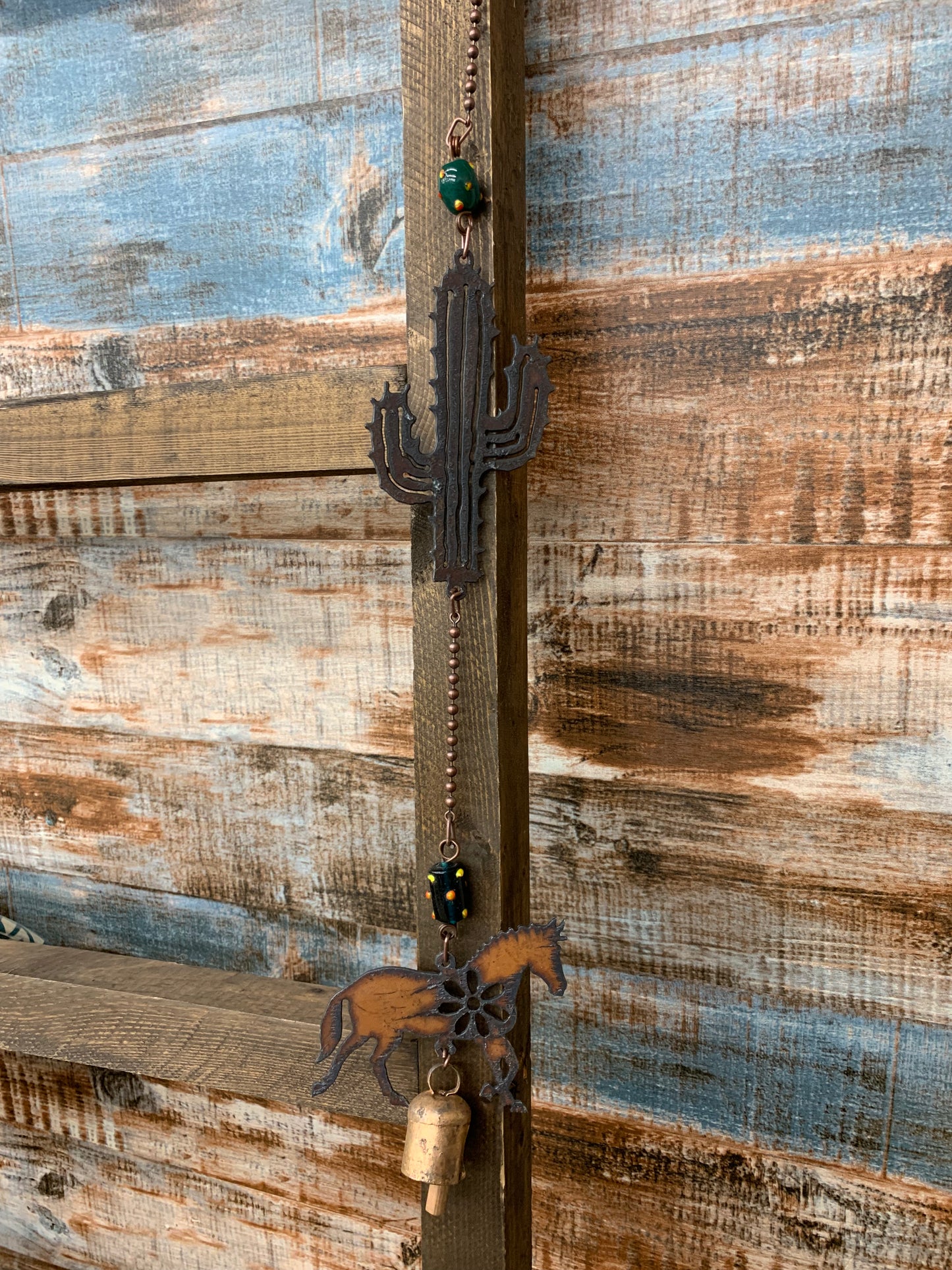 Rustic Metal Horse And Cactus Garden Chime