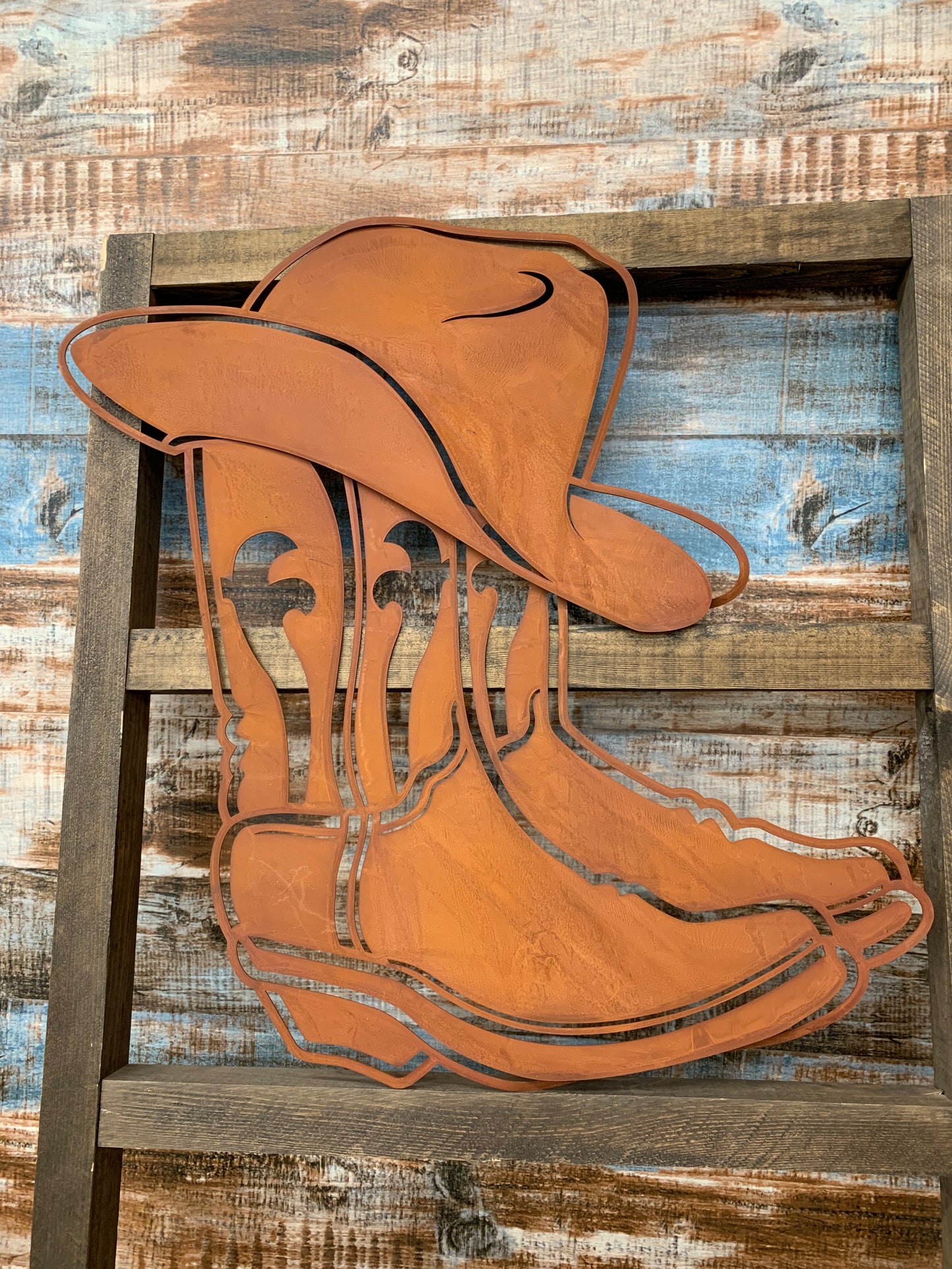 Rustic Metal Cowboy Boot Wall Art