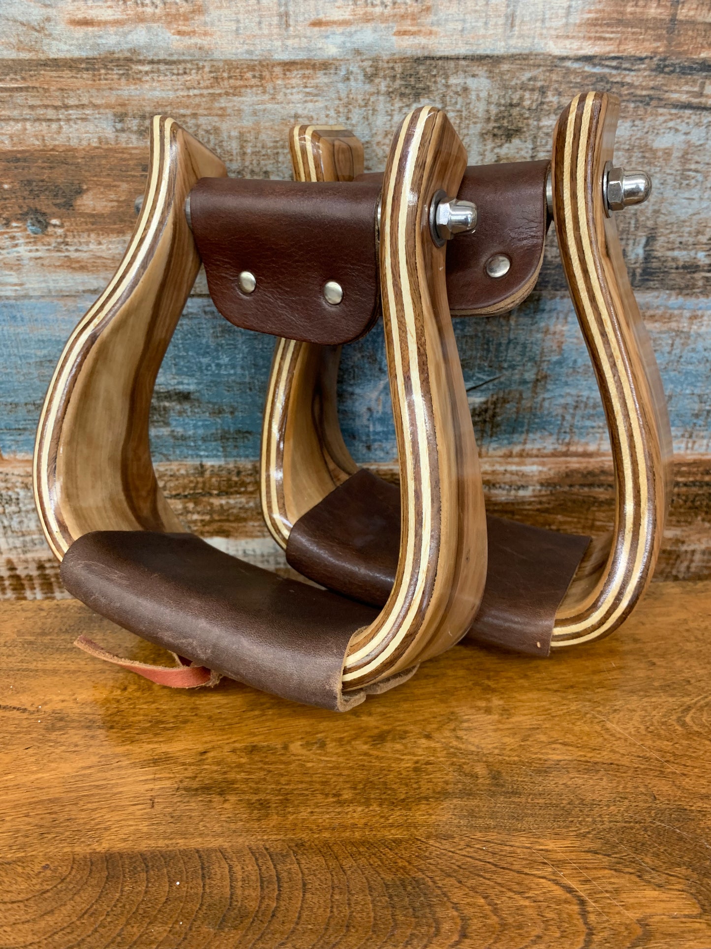 3” Maple Stained Wood Slanted Stirrups