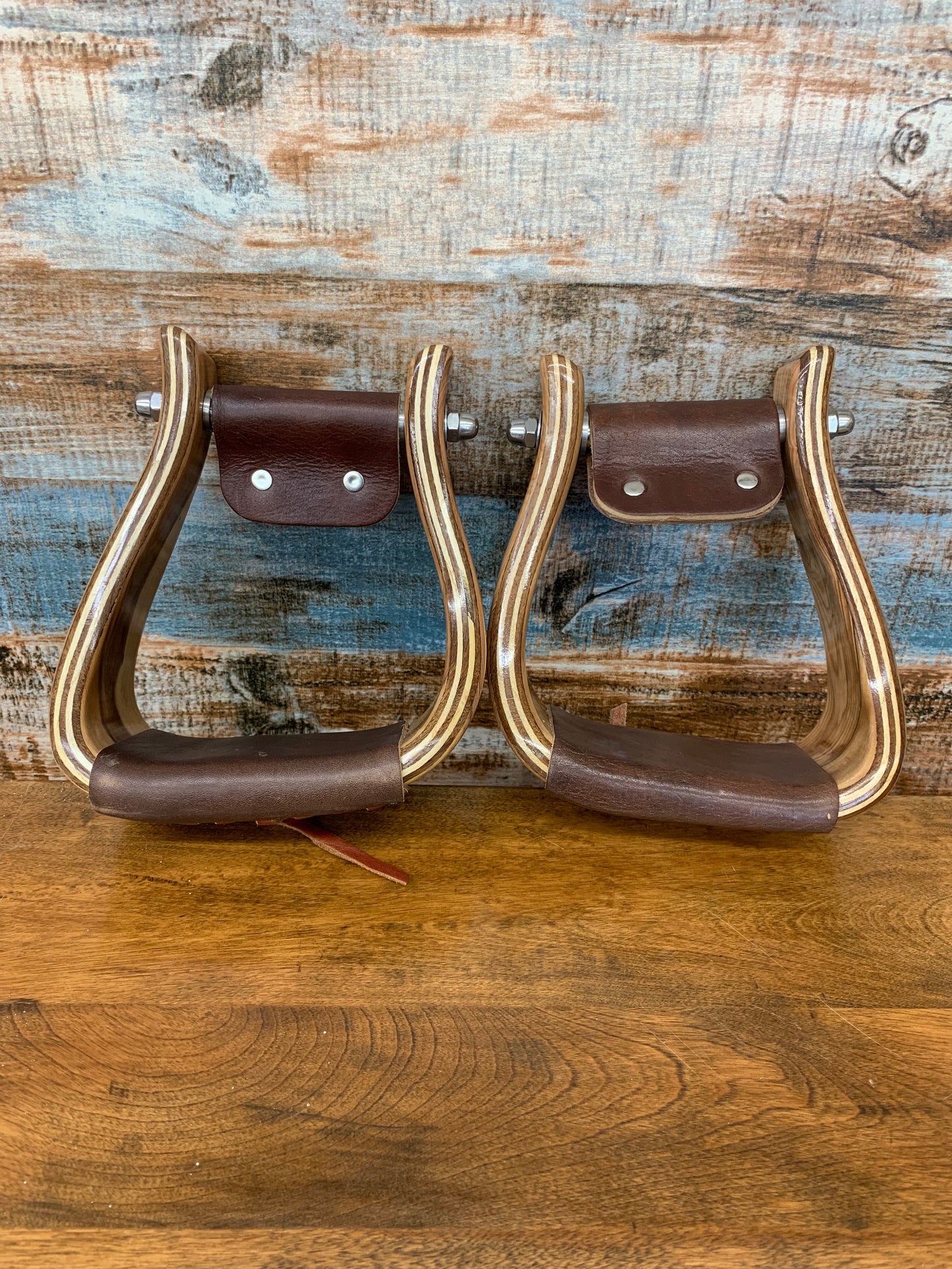 3” Maple Stained Wood Slanted Stirrups