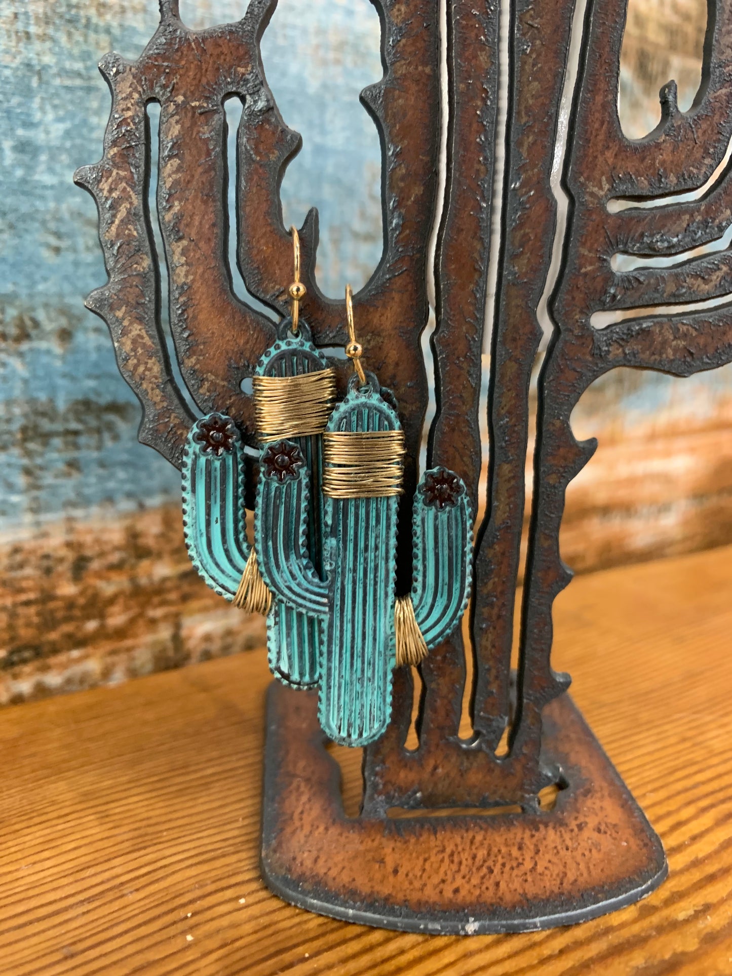 Wire Wrapped Saguaro Cactus Earrings