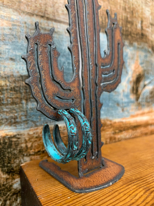 Turquoise Patina Tooled Hoop Earrings