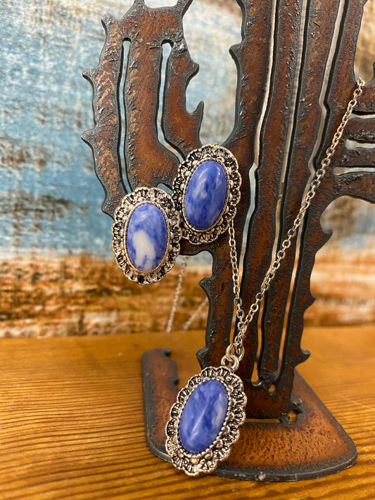 Denim Blue Oval Stone Set
