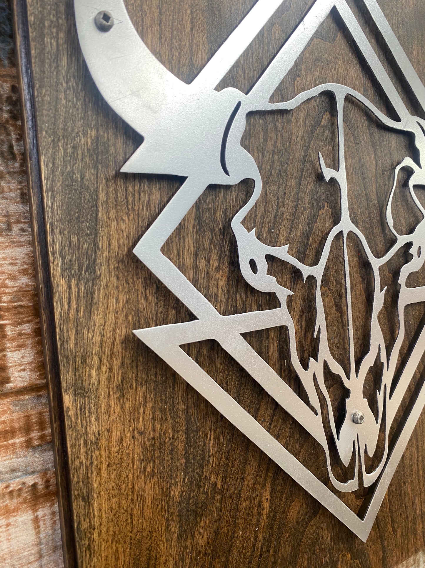 Rustic Geometric Skull Metal Art