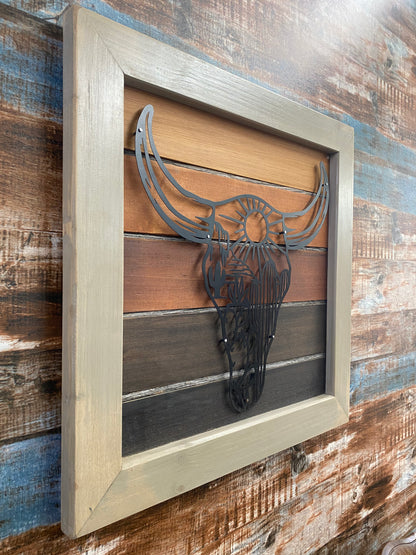 Southwest Sunset Skull Metal Art