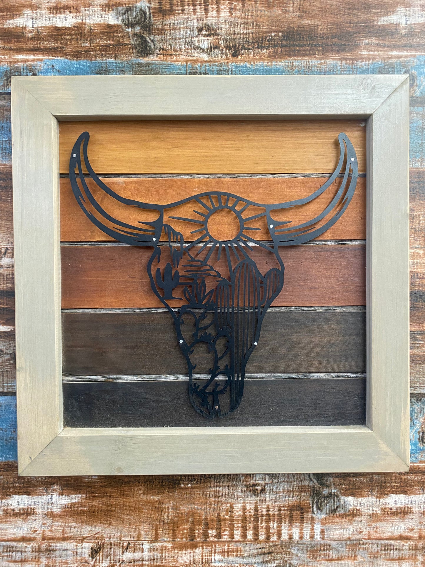 Southwest Sunset Skull Metal Art