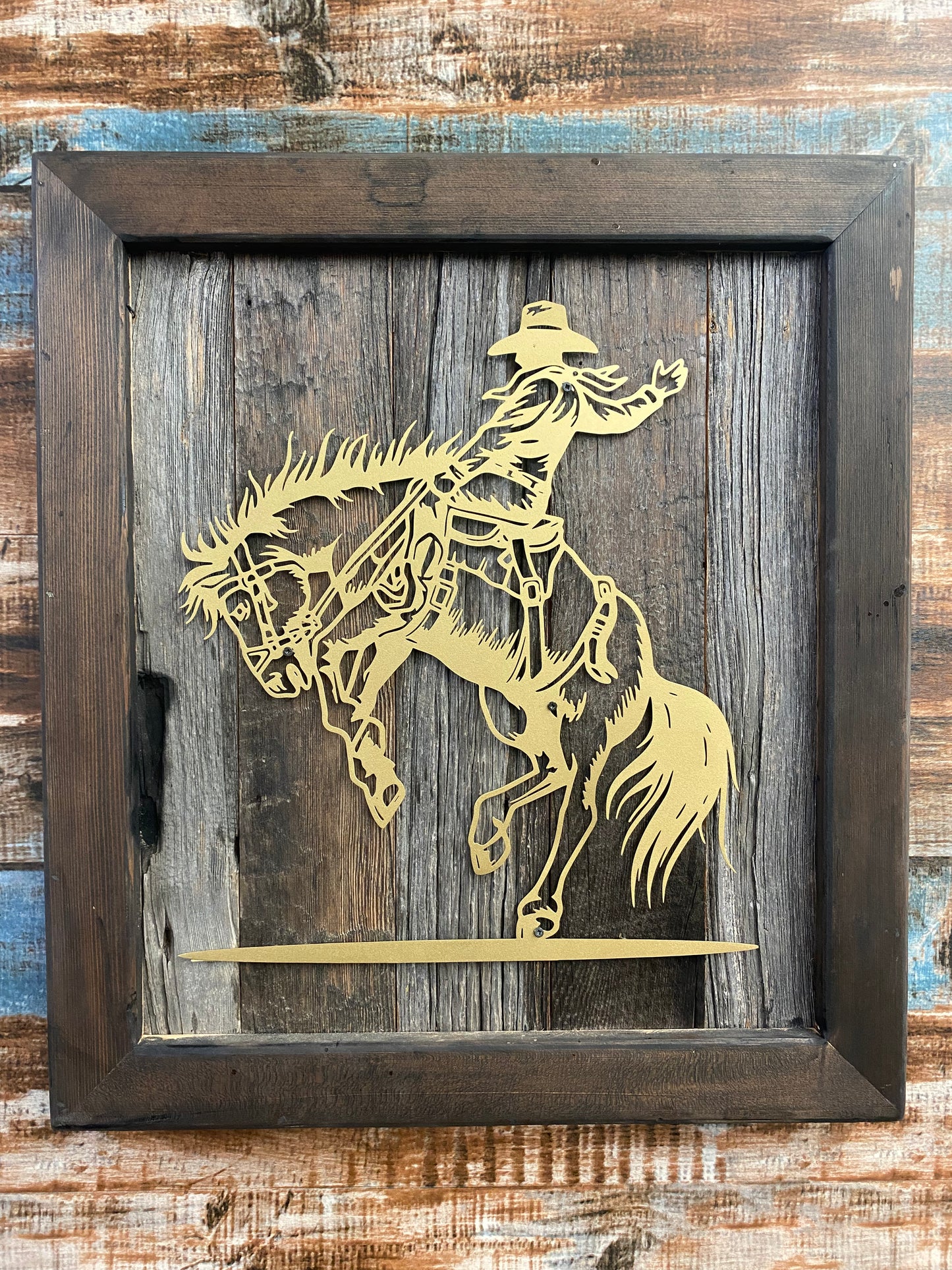 Rustic Bronc Rider Metal Art