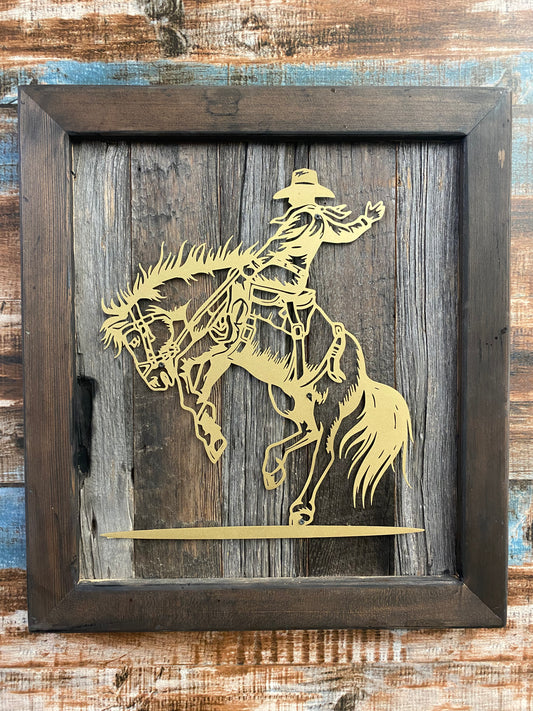 Rustic Bronc Rider Metal Art