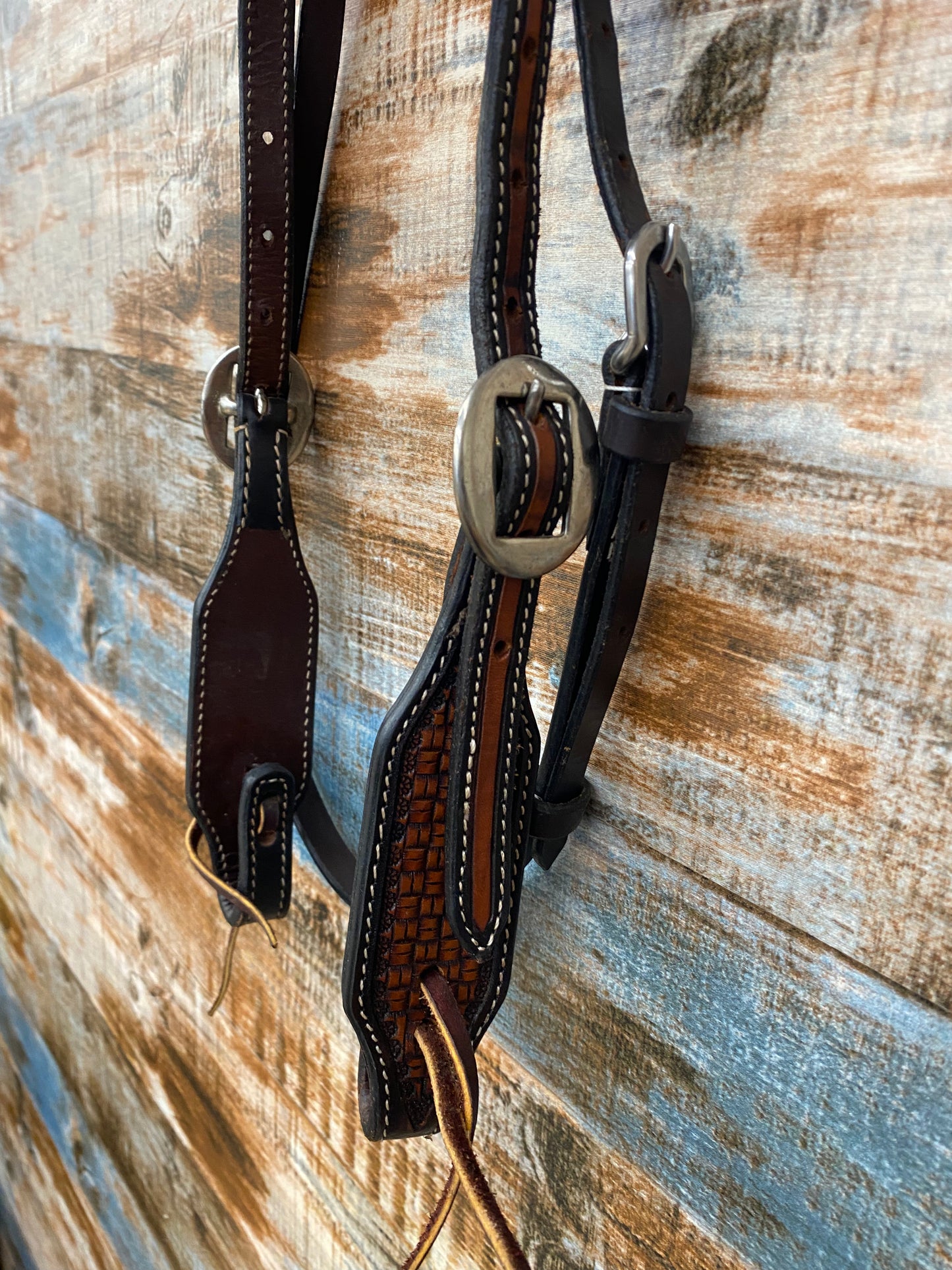 Used Basketweave Wide Browband Headstall