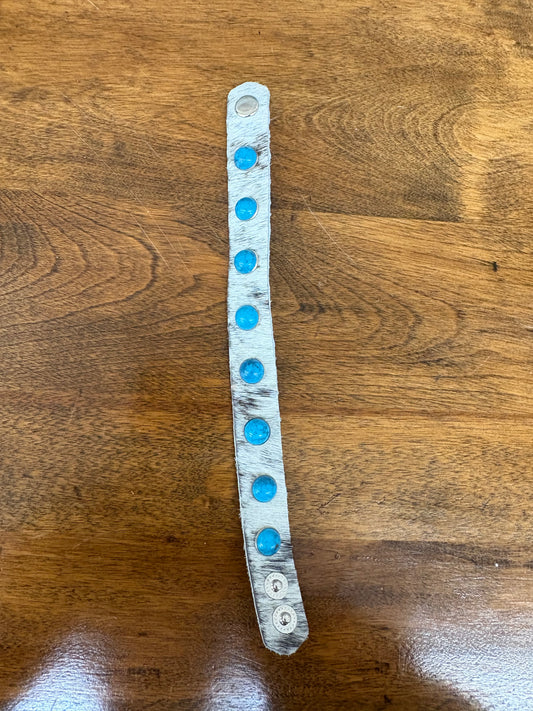 Cowhide w/ Turquoise Stones Bracelet