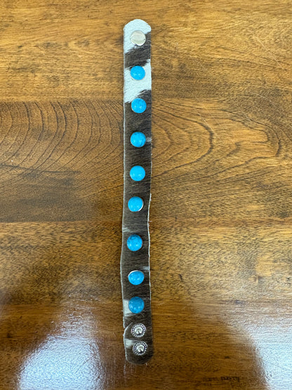 Cowhide w/ Turquoise Stones Bracelet